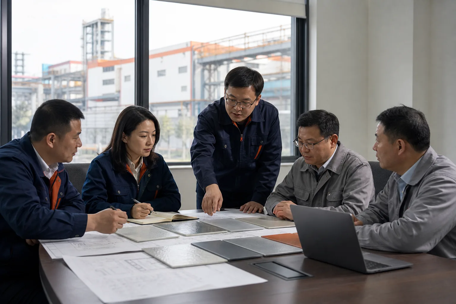 Materials technology exchange between the Junaimei team and client engineers Materials technology exchange between the Junaimei team and client engineers