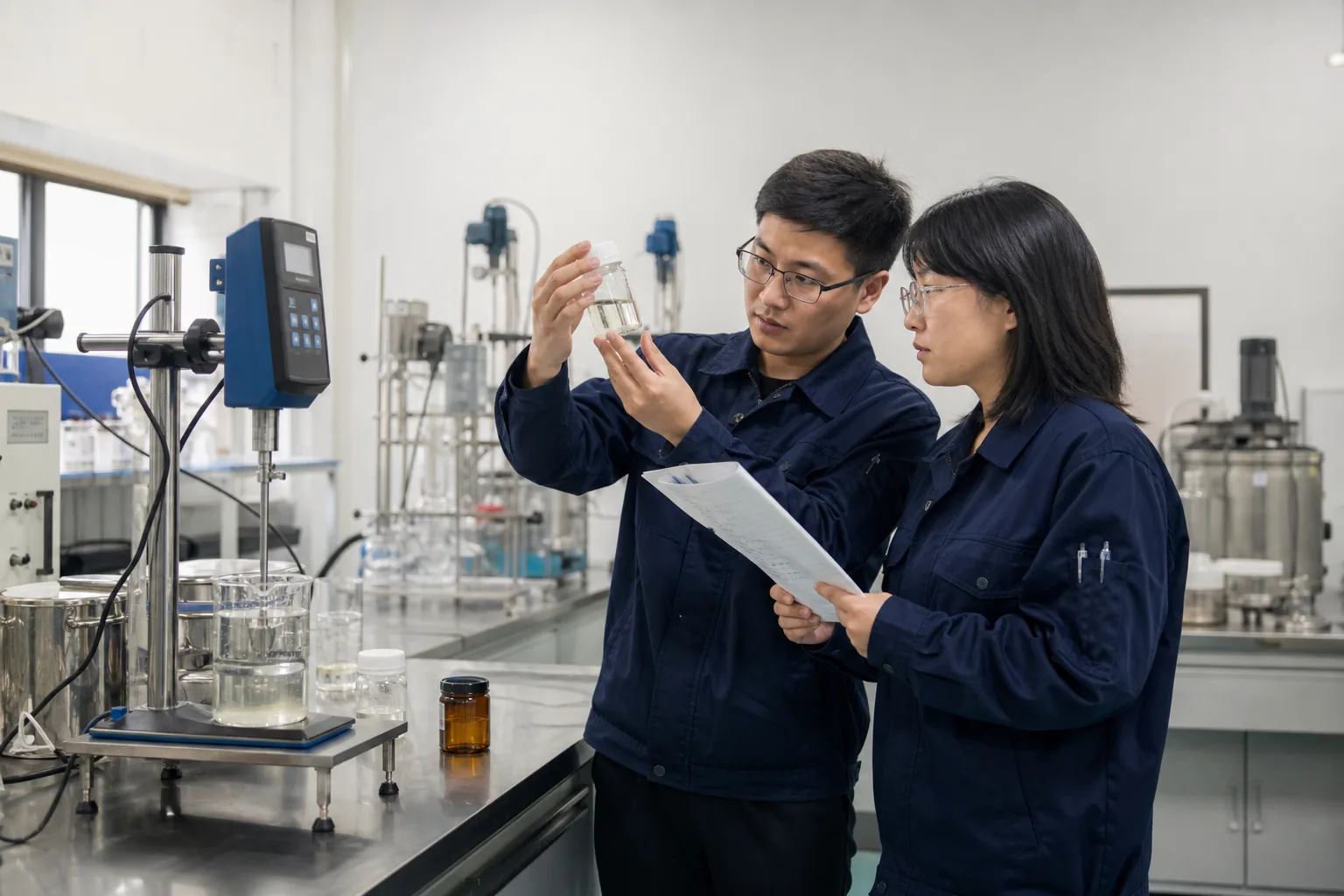 Junaimei research and development staff examined samples from the laboratory