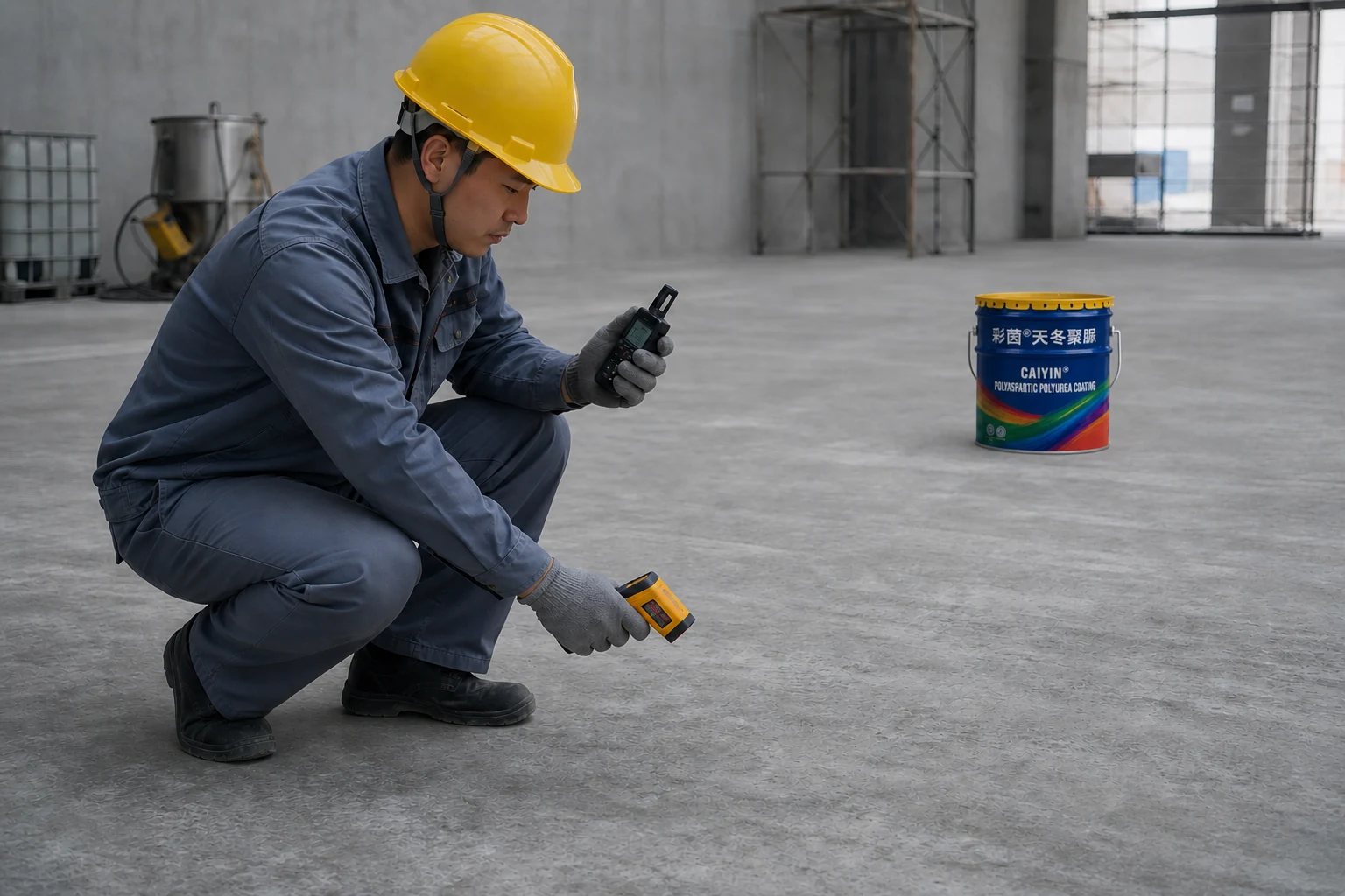 Construction personnel to detect environmental humidity and substrate temperature Construction personnel to detect environmental humidity and substrate temperature