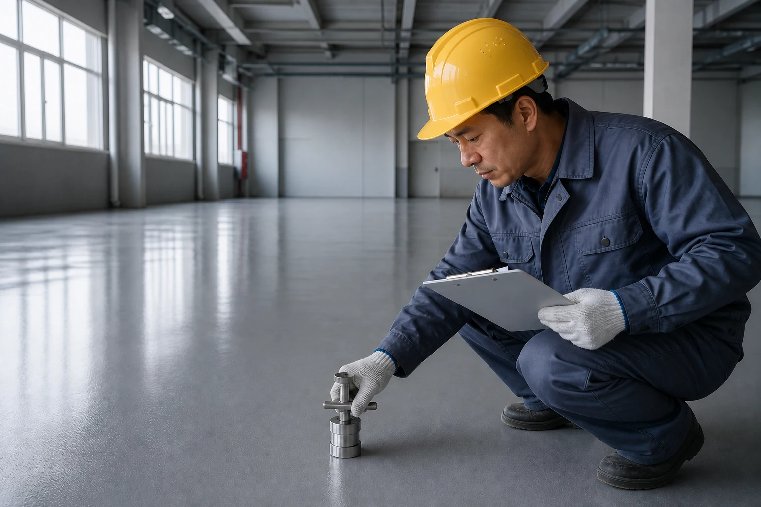 The construction manager accepts and accepts a fully solid polyaspartic polyurea coating